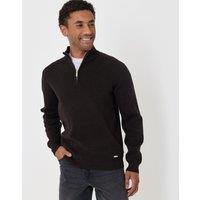 threadbare Men's Knitted Quarter Zip Jumper in Black | Size: XL