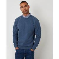 threadbare Men's Mock Shirt Textured Knitted Jumper in Navy | Size: Small