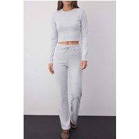 WOVCOR Women's 2-Piece Slim Fit Knit Top & Pants Set in Grey | Size: XS