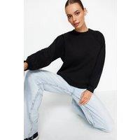 WOVCOR Women's Basic Crew Neck Fleece Sweatshirt in Black | Size: Small