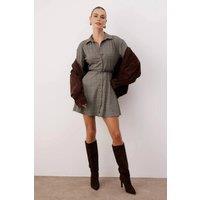 WOVCOR Women's Argyle Mini Woven Dress With Belted Detail | Size: 6