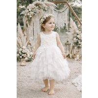 UK Flower Girl Boutique Girl's Boho Dreams Tutu Dress in White | Size: 5-6 Years