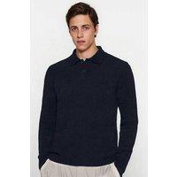 WOVCOR Men's Men's Polo Collar Knit Sweater in Navy | Size: Large