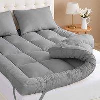 YnysTec Hotel Quality Mattress Topper 4in Deep Thick Single Double King in Grey | Size: Super King