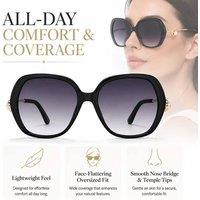 BluCore Square Sunglasses, Glossy Frame with Simulated Pearl in Black