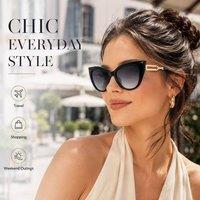 BluCore Women CatEye Sunglasses, Retro Vintage Cat Eye Sunglasses in Black