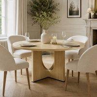 Rolipo 120cm Round Dining Table for 4-6, Farmhouse Wood MDF Kitchen Table in Natural