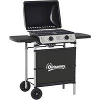 Rolipo 2 Burner Gas BBQ Trolley 5.6kW with Wheels Black
