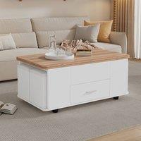 Rolipo Convertible Lift Top Coffee Table with Stools & Hidden Storage in White