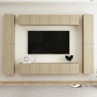 Berkfield Home 10 Piece TV Cabinet Set Sonoma Oak Engineered Wood in Brown
