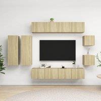 Berkfield Home 8 Piece TV Cabinet Set Sonoma Oak Engineered Wood in Brown