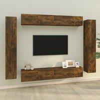 Berkfield Home 8 Piece TV Cabinet Set Smoked Oak Engineered Wood in Brown