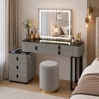 Sliding Wardrobes 4U Smart Vanity Dressing Table Set with LED Touch Mirror & Stool in Grey