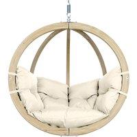 Amazonas Globo Single Hanging Egg Chair - Spruce Wood Frame, Cushioned in Cream