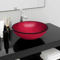 Berkfield Home Basin Tempered Glass 42x14 cm Red