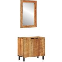 Berkfield Home 2 Piece Bathroom Furniture Set Brown Solid Wood Acacia
