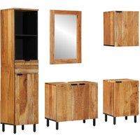 Berkfield Home 5 Piece Bathroom Furniture Set Brown Solid Wood Acacia