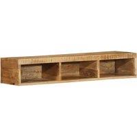Berkfield Home Wall-mounted TV Cabinet 100x30x19 cm Solid Rough Wood Mango in Brown | Size: 100 x 30 x 19 cm
