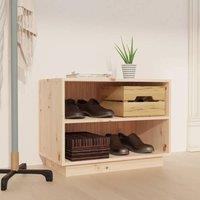 Berkfield Home Shoe Cabinet 60x34x45 cm Solid Wood Pine in Brown | Size: 60 x 34 x 45 cm