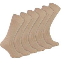 Sock Snob Men's 6 Pairs Plain Coloured Cotton Rich Ribbed Dress Socks in Beige | Size: 6-11