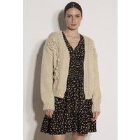 Apricot Women's Rose Applique Chunky Knit Cardigan in Stone | Size: 12