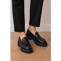 LARANGE Women's Chunky Platform Penny Loafers in Black | Size: 6