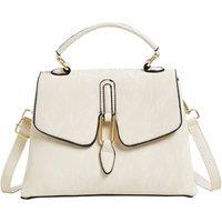 MODISHION Women's PU Suede Handbag with Shoulder Strap in White