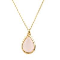 Latelita Women's Pisa Mini Teardrop Necklace Gold Rose Quartz in Pink