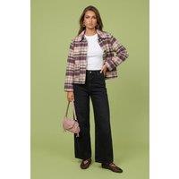 Urban Bliss Women's Wool Blend Check Patch Coat in Pink | Size: 16