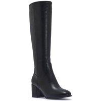Truffle Collection Women's Knee High Boots Zip Polyurethane Almond Toe Block Heel Shoes in Black | Size: 7
