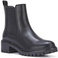 Truffle Collection Women's Ankle Boots Slip On Polyurethane Round Toe Block Heel Shoes in Black | Size: 3