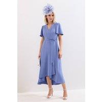 Phase Eight Women's Jessica Short Sleeve V-Neck Midi Dress in Baby Blue | Size: 10