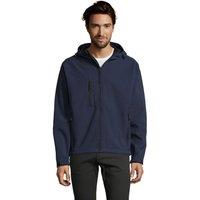 SOL'S Men's Replay Hooded Soft Shell Jacket (Breathable, Windproof & Water Resistant) in Navy | Size: Large