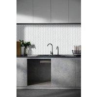 H&O Direct 10Pcs White Waterproof Heat Resistant Herringbone Wall Stickers