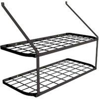 Garden Sanctuary Wall-Mounted 2 Tiers Pan Rack Pot Holders Storage with 10 Hooks Black