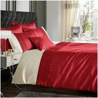 Intimates Perez Duvet Cover & Pillowcase Set with Faux Silk in Red | Size: Single