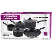 BARGAINS-GALORE 8pc Non Stick Cookware Set Multi Purpose Kitchen Pan Cooking Saucepans in Black