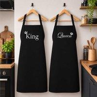 60 SECOND MAKEOVER King & Queen Crown Black Apron Set