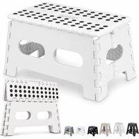 Neel Blue 9inch Folding Step Stool, Anti-Skid Stool for Camping & Travel in White