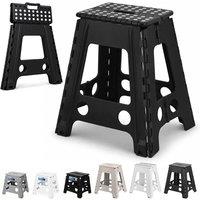 Neel Blue 18inch Folding Step Stool, Anti-Skid Stool for Camping & Travel in Black