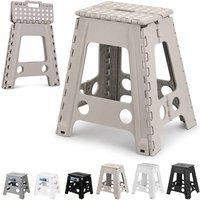 Neel Blue 18inch Folding Step Stool, Anti-Skid Stool for Camping & Travel in Light Grey