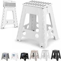 Neel Blue 18inch Folding Step Stool, Anti-Skid Stool for Camping & Travel in White