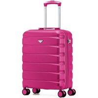 Flight Knight Lightweight Travel Suitcase 55x40x20cm | Hard Shell Carry On Luggage in Pink | Size: Cabin