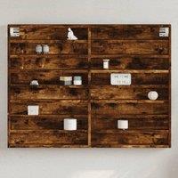 Berkfield Home Vitrine Cabinet Smoked Oak 100x8.5x75 cm Engineered Wood in Brown