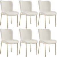 tectake Dining Chair Tessa Set Of 6 - Boucl White/Gold in White | Size: 6 Pack