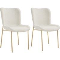 tectake Dining Chair Tessa Set Of 2 - Boucl White/Gold in White | Size: 2 Pack