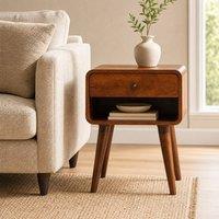 STILVORA Bedside Table with Drawer & Shelf in Brown