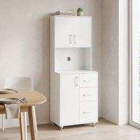 STILVORA Storage Cupboard with 2 Cabinets, 3 Drawers & Open Top in White