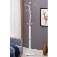 Modernique Sheer Metal & transparent Tube 185 cm High Coat Rack with Heavy Sturdy 38 cm Base in White