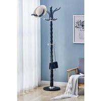 Modernique Vetro Thick Metal Tube Stand Tube Coat Rack with Heavy Sturday Marble Base in Black